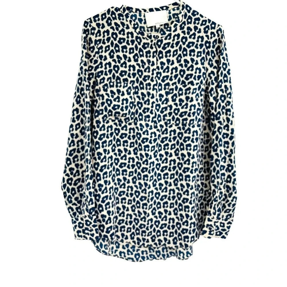 3.1 Philip Lim Silk Top size 6 Animal Print Shirt Long Sleeve